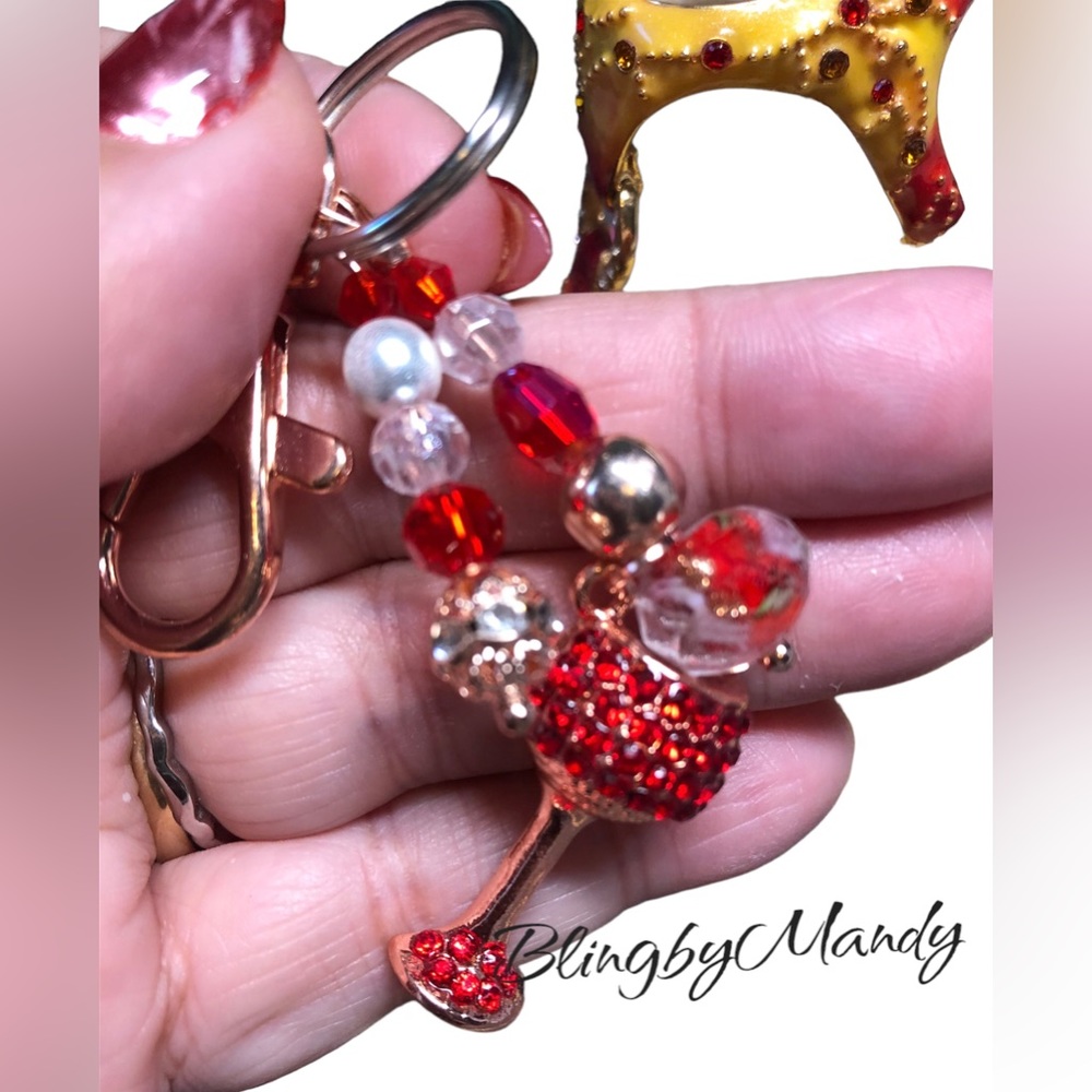 Keychain purse bling for wine lovers REDS